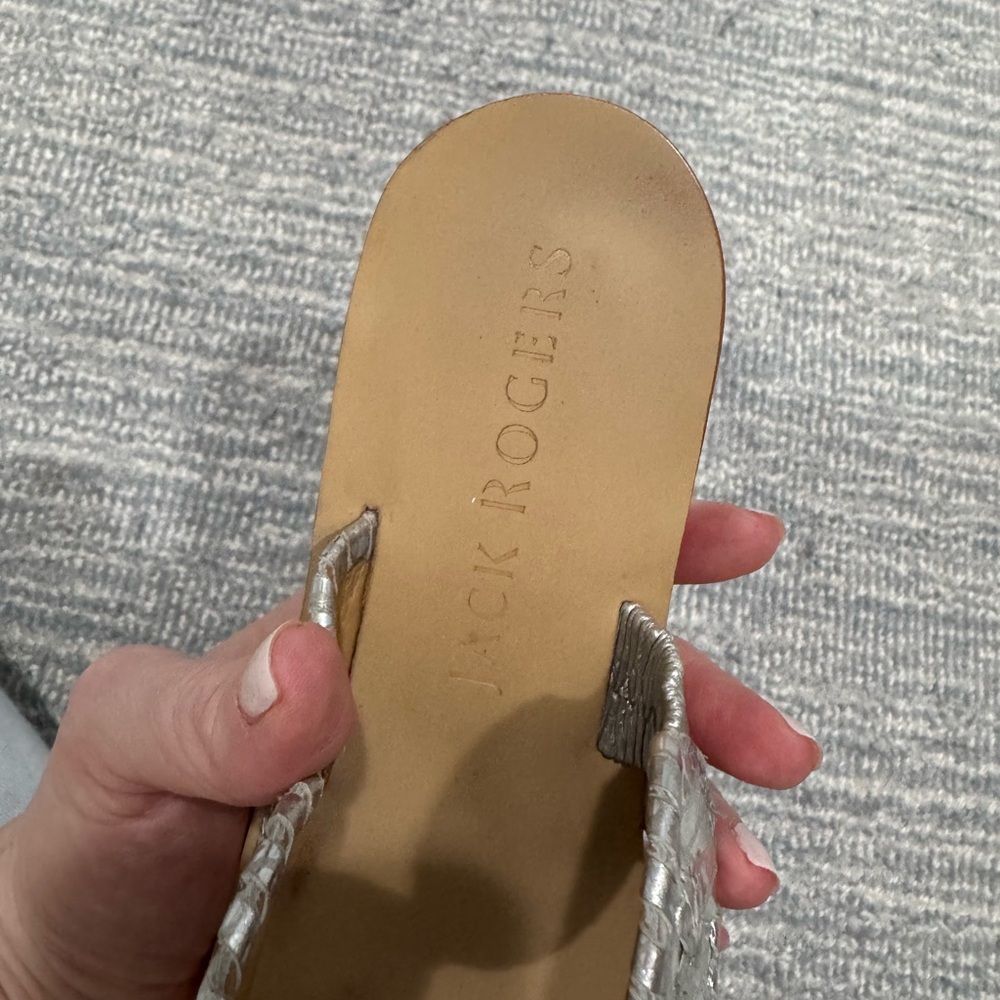 Jack Rogers Silver Metallic Leather Sandals - Picture 5 of 7